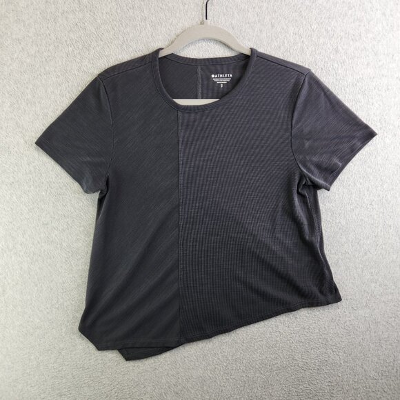 Athleta Top Womens SP Gray Relaxed Tee Asymmetrical Drapey Soft Travel Casual - Picture 6 of 13